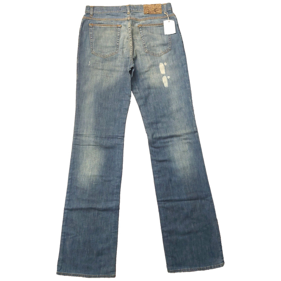 Just Cavalli Faded Distressed Zig Zag Stitch Blue Denim Bootcut Jeans Sz 32 NWT - Picture 5 of 16